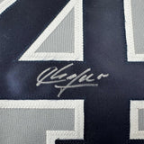 Framed Autographed/Signed Aroldis Chapman 35x39 New York Grey Jersey COA