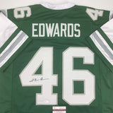 Autographed/Signed Herman Herm Edwards Philadelphia Green Jersey JSA COA