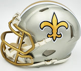 Chris Olave Signed New Orleans Saints Flash Gray Speed Mini Helmet Beckett Wit