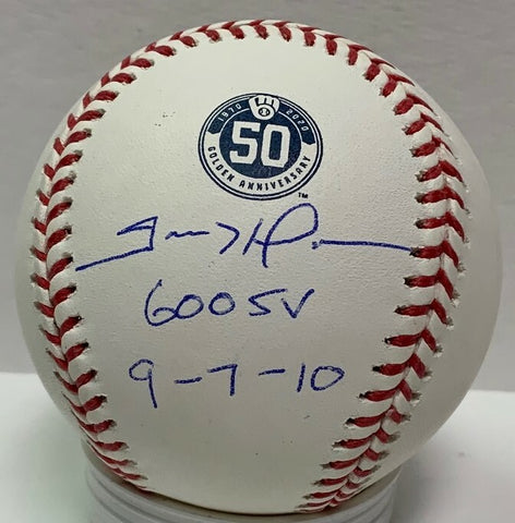 Brewers TREVOR HOFFMAN Signed 50th Anniversary LOGO Baseball w/ script AUTO JSA