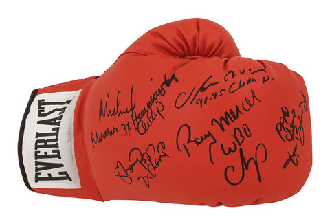 5 Former Heavyweight Champions Signed Everlast Red Boxing Glove w/Insc -(SS COA)