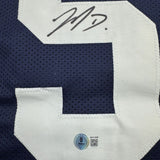Framed Autographed/Signed Jahan Dotson 35x39 Penn State Blue Jersey BAS COA