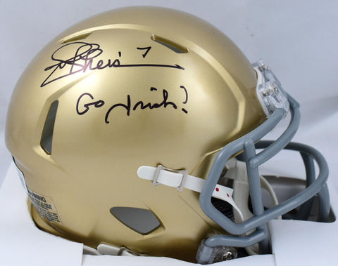 Joe Theismann Signed Notre Dame Speed Mini Helmet w/Go Irish - Beckett W Holo