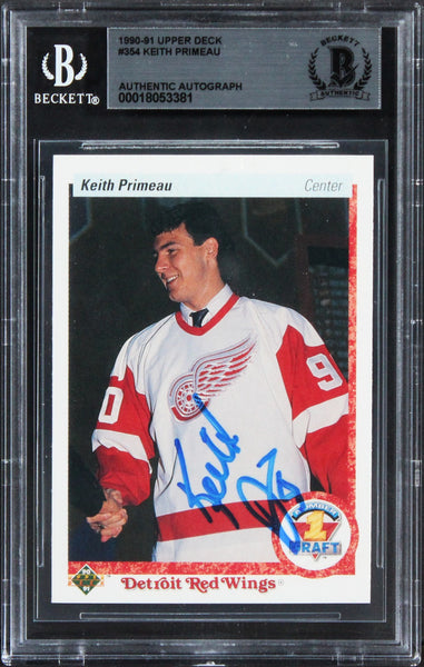 Red Wings Keith Primeau Signed 1990 Upper Deck #354 Rookie Card BAS Slabbed