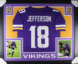 Justin Jefferson Autographed Pro Style Purple XL Framed Jersey Beckett 51218