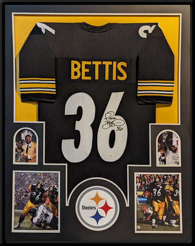 FRAMED PITTSBURGH STEELERS JEROME BETTIS AUTOGRAPHED SIGNED JERSEY JSA COA