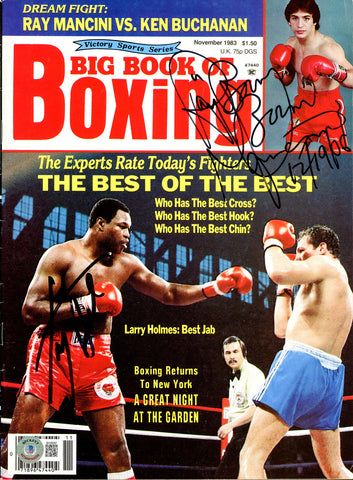 Larry Holmes & Ray Boom Boom Mancini Autographed Book of Boxing Magazine Beckett