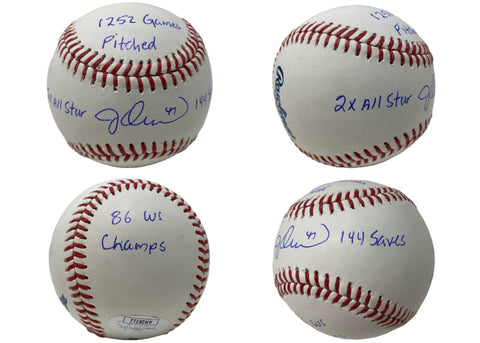 Jesse Orosco Autographed Multi Inscibed New York Mets Official MLB Baseball JSA