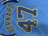 DWIGHT BERNARD Signed Custom Replica Brewers Blue Jersey AUTO - BAS