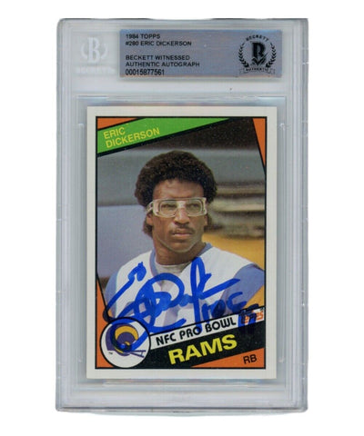 Eric Dickerson Signed 1984 Topps #280 Trading Card HOF Beckett 40336