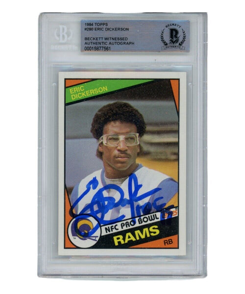 Eric Dickerson Signed 1984 Topps #280 Trading Card HOF Beckett 40336