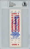 Tony Dorsett Autographed 9/13/1981 vs Cardinals Full Ticket Beckett Slab 39173