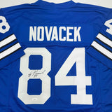 Autographed/Signed Jay Novacek Dallas Blue Football Jersey JSA COA