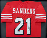 SAN FRANCISCO 49ERS DEION SANDERS AUTOGRAPHED FRAMED RED JERSEY BECKETT 200412
