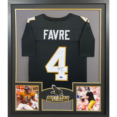 Brett Favre Autographed Signed Framed Southern Mississippi Jersey FAVRE COA