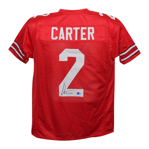 Cris Carter Autographed/Signed College Style Red XL Jersey Beckett 39311
