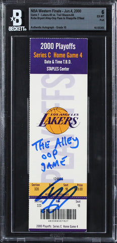Shaquille O'Neal Signed 2000 Finals Game 7 Full Ticket EX-MT 6 Auto 10! BAS Slab