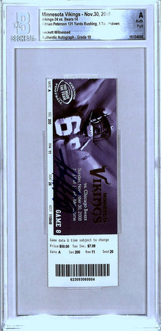 Adrian Peterson Signed Minnesota Vikings Ticket Stub 11/30/08 Becket Slab 43234