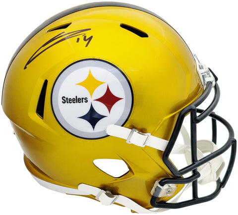 GEORGE PICKENS AUTOGRAPHED STEELERS FLASH YELLOW FULL SIZE HELMET JSA 224748
