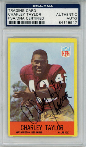 Charley Taylor Signed 1967 Philadelphia #190 Trading Card HOF PSA Slab 43647