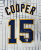 CECIL COOPER Signed Custom Replica PINSTRIPE Brewers Jersey AUTO - BAS