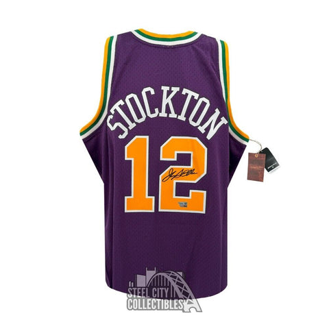 John Stockton Autographed Utah Purple Mitchell & Ness Jersey - Fanatics (XL)