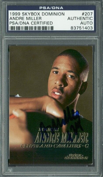 Cavs Andre Miller Authentic Signed Card 1999 Skybox Dominion RC #207 PSA Slabbed