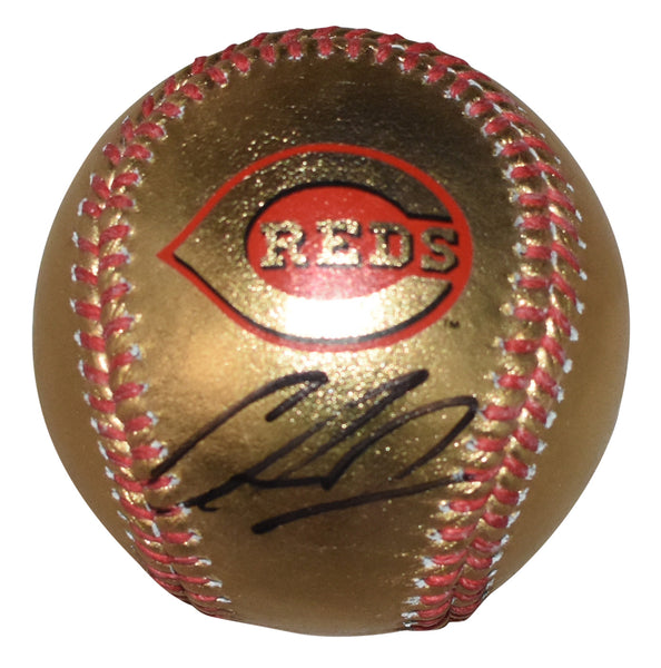 CHASE BURNS SIGNED CINCINNATI REDS GOLD RAWLINGS LOGO BASEBALL BECKETT