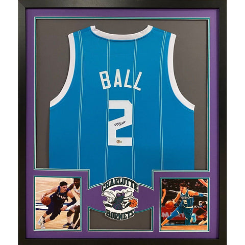 LaMelo Ball Autographed Signed Framed Charlotte Hornets TB Jersey BECKETT
