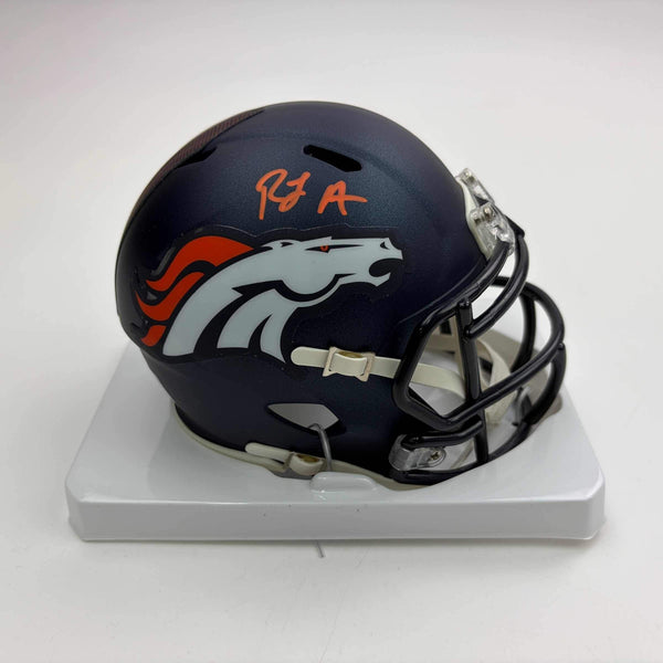 Autographed/Signed RJ R.J. Harvey Denver Broncos Speed Mini Football Helmet JSA
