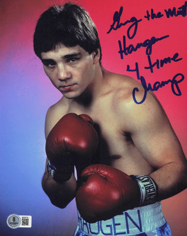 Greg Haugen Autographed Signed 8x10 Photo "4 Time Champ" Beckett BAS QR #BS30774