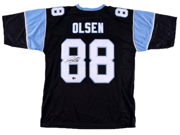 GREG OLSEN AUTOGRAPHED CAROLINA PANTHERS #88 BLACK JERSEY BECKETT