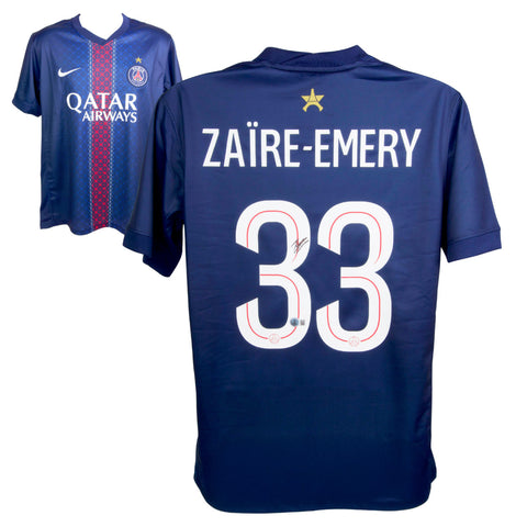 Warren Zaire-Emery Signed PSG Home Soccer Jersey #33 with Beckett Witness