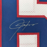 Autographed/Signed Lawrence Taylor New York White Stat Football Jersey JSA COA