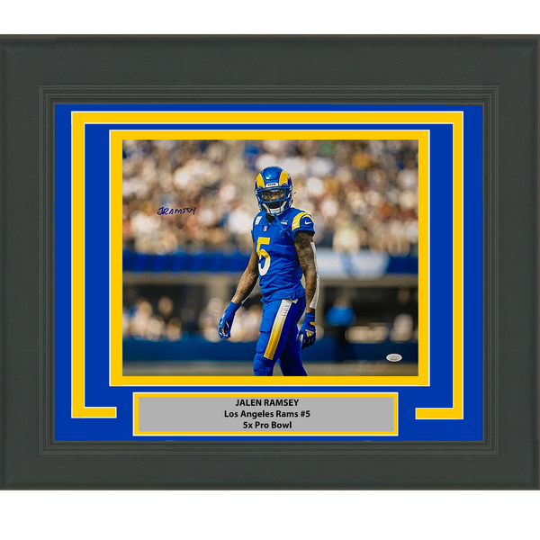 Framed Autographed/Signed Jalen Ramsey Los Angeles Rams 16x20 Photo JSA COA #4