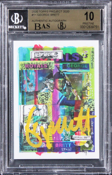 Royals George Brett Signed Topps Project 2020 #11 Card 10, Auto 10! BAS Slabbed