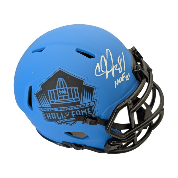 Calvin Johnson Autographed Hall Of Fame Rave Mini Helmet "HOF 21" - Beckett