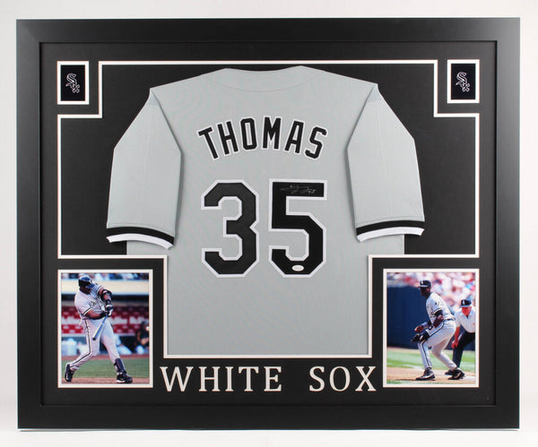 Frank Thomas Signed Chicago White Sox 35x43 Framed Jersey (JSA COA) 2XAL MVP