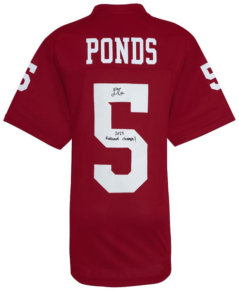 D'Angelo Ponds Signed Red Custom College Football Jersey w/2025 Champs -(SS COA)