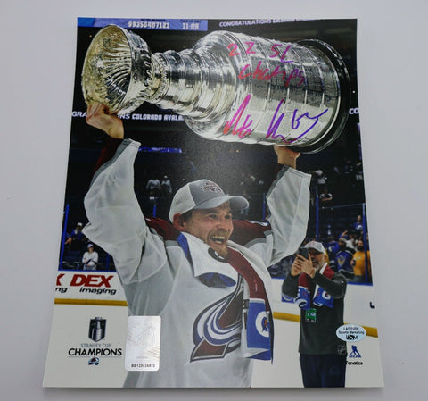 Artturi Lehkonen Signed Avs 8x10 Hoisting Stanley Cup Trophy "22 SC Champs" JSA