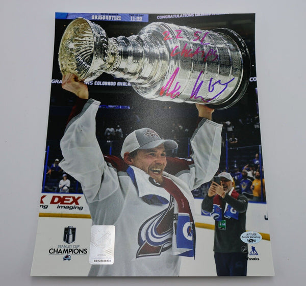Artturi Lehkonen Signed Avs 8x10 Hoisting Stanley Cup Trophy "22 SC Champs" JSA