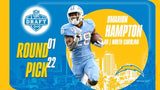 Omarion Hampton Signed Las Angeles Chargers 35"x43" Framed Jersey (Beckett) R.B.