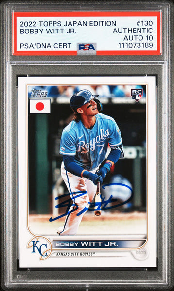 Bobby Witt Jr. Signed 2022 Topps Japan Edition #130 Rookie Card Auto 10 PSA Slab