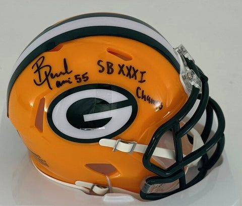 Packers BERNARD HARRIS Signed Riddell Speed Mini Helmet AUTO w/ SB Champ - BAS