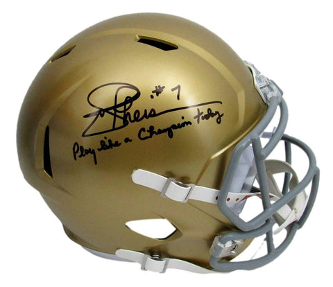 Joe Theismann Signed/Inscr Notre Dame Speed Full Size Rep Helmet Beckett 159757