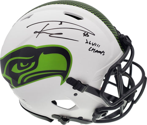 RUSSELL WILSON AUTO SEAHAWKS LUNAR ECLIPSE FULL SIZE HELMET SB CHAMPS 194031