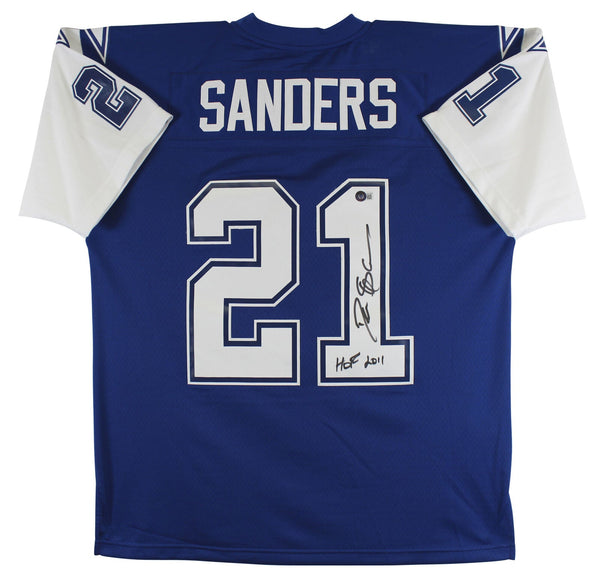 Cowboys Deion Sanders "HOF 2011" Signed Thanksgiving M&N Jersey BAS Witnessed