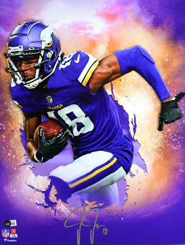 Justin Jefferson Signed Vikings Framed 16x20 Stretched Canvas-Beckett W Holo