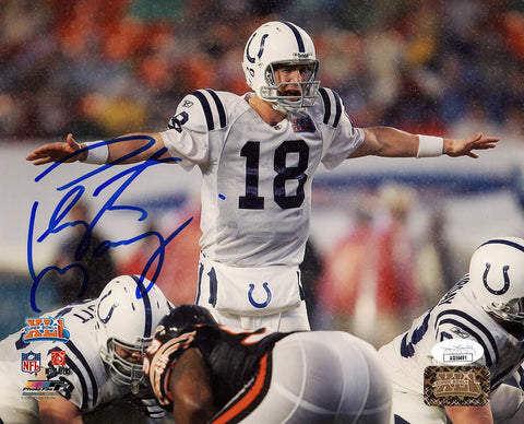 Peyton Manning Signed Colts SB XLI Signaling At Line 8x10 Photo - (JSA COA)