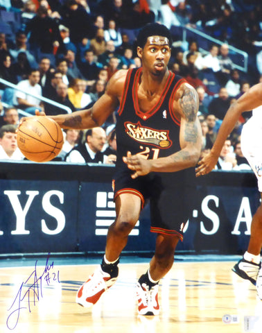 Larry Hughes Autographed 16x20 Photo Philadelphia 76ers Beckett BAS QR #BH041853